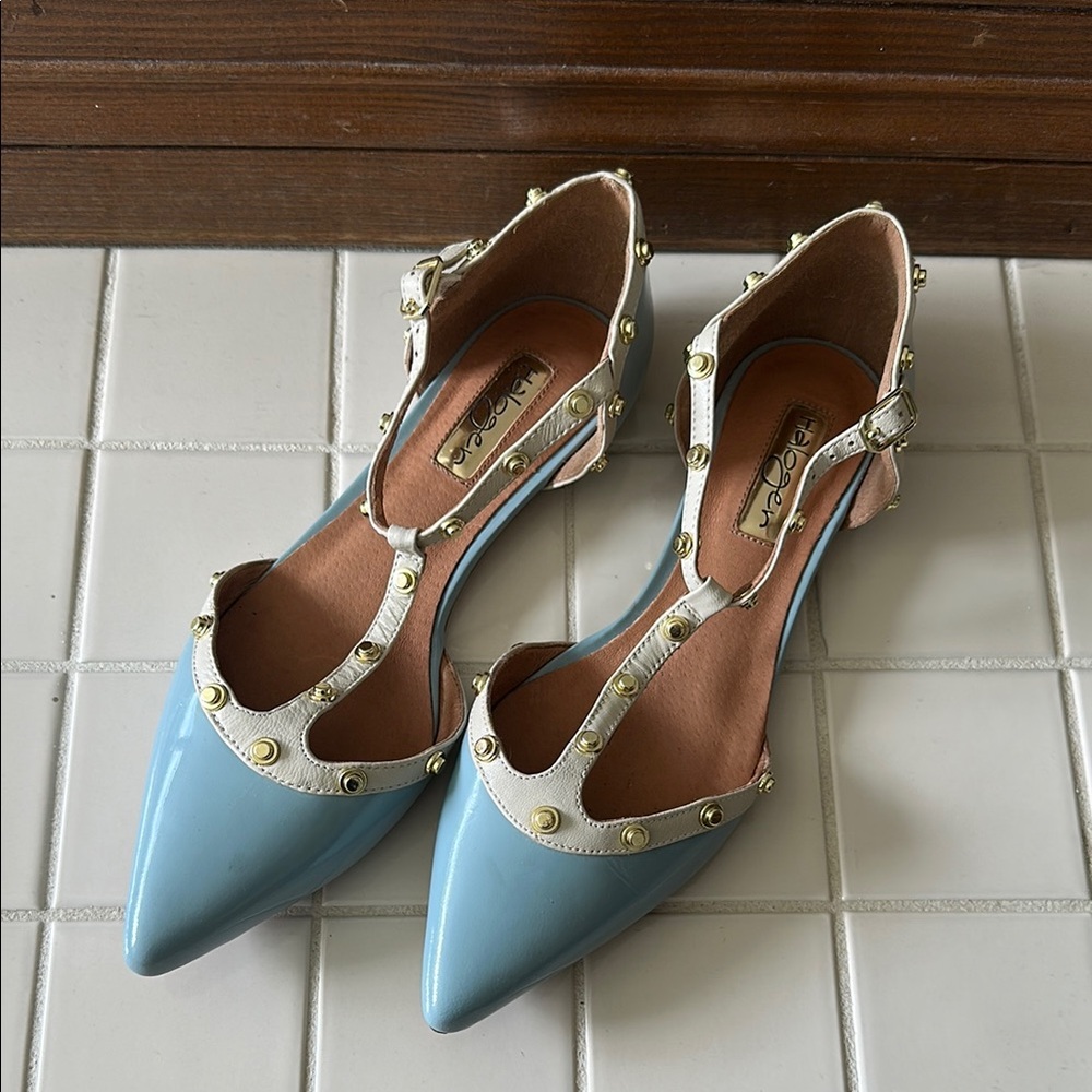 Blue and Cream Studded Women's Shoes